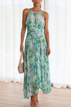 Load image into Gallery viewer, Summer Women Halter Sleeveless V Neck Printed Large Swing Maxi Dress