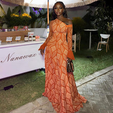 Load image into Gallery viewer, Slim Fit Fresh Women Pleated A line Dress Shoulder Collar Oblique Long Sleeve Dress
