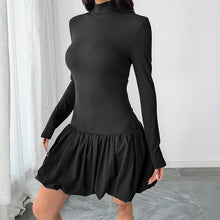 Load image into Gallery viewer, Slim Fit Pettiskirt Simple Elegant Basic Turtleneck Long Sleeve Solid Color Dress