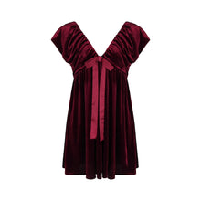 Load image into Gallery viewer, Autumn Winter V neck Bow Pleuche Party Women Dress