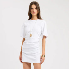 Load image into Gallery viewer, Women Clothing Spring Summer Solid Color round Neck Waist Sheath Pleated Dress