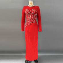 Load image into Gallery viewer, Handmade Beads Rhinestones Slim Long Sleeve Bandage One Piece Dress Elegant Graceful Party Dress