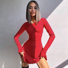 Load image into Gallery viewer, Women Clothing Autumn Winter Simple Solid Color Back Lace up Waist Controlled Dress