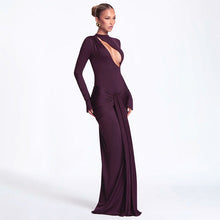 Load image into Gallery viewer, Women Clothing Autumn Winter Solid Color Sexy Slim Chest Hollow Out Cutout Sheath Tied Dress Women