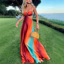 Load image into Gallery viewer, Sexy Sling Gradient Color Island Dress Beach Dress