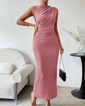 Load image into Gallery viewer, Women Clothing Shein Sleeveless Back Slit Pleated Tight Dress