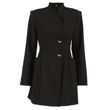 Load image into Gallery viewer, Autumn Winter Niche Design Black V neck Long Sleeve Waist Trimming Short Dress Women Commuting Elegant