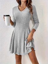 Load image into Gallery viewer, Elegant Knitted V neck Long Sleeve Dress Short Dress Large Swing Dress Women Clothing