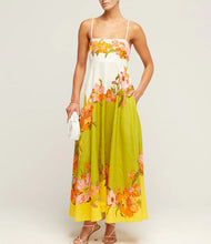 Load image into Gallery viewer, Dress Women Clothing Spaghetti Strap Floral Print Linen 9 Color Large Swing Dress