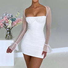 Load image into Gallery viewer, Sexy Tight Dress Autumn Winter Fashionable See through Long Sleeve Backless Hip Dress