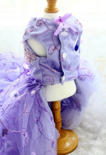 Load image into Gallery viewer, Luxury Purple Princess Dog Dress Floral Lace Tulle Wedding Gown for Small Dogs