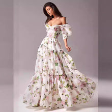 Load image into Gallery viewer, Spring Summer off the Shoulder Women Organza Fairy Long Elegant Evening Dress