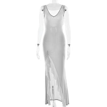 Load image into Gallery viewer, Summer Elegant Ribbon Women Dress Sexy Backless High Slit Ruffled Slim Dress
