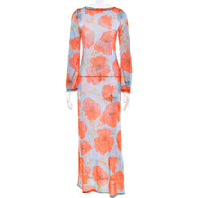 Load image into Gallery viewer, Sexy See through Mesh Floral Print Dress Lazy Casual Wild Dress