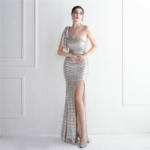 Load image into Gallery viewer, Craft Sequined Toast Clothing Long One Shoulder Appreciation Dinner Slim Fit Fishtail Wedding Socialite