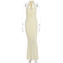 Load image into Gallery viewer, Summer Women Clothing Sexy Solid Color Halter Hollow Out Cutout Slim Slimming Dress
