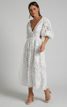 Load image into Gallery viewer, Women Clothing Hollow Out Cutout out Dress Summer V neck Lace Embroidery Sexy Waist Baring Dress