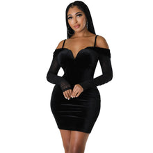 Load image into Gallery viewer, Autumn Winter Women Clothing Sexy Tight Mesh Long Sleeve Dress Women