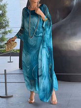 Load image into Gallery viewer, Summer New America Elegant Office Chiffon Printed Dress Marble Texture