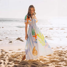 Load image into Gallery viewer, Dress Submarine Creature Printed Vacation Puff Sleeve Dress