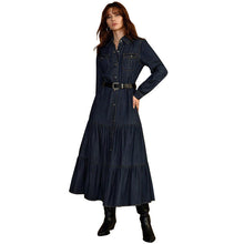 Load image into Gallery viewer, Women Clothing Denim Long Sleeve Breasted Waist Dress（Without Belt）