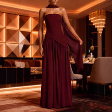 Load image into Gallery viewer, Tube Top Solid Color Split Dress Sexy Backless Halter Ribbon Dress