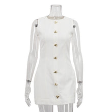 Load image into Gallery viewer, Women Clothing Arrival White Short French Dress Sleeveless round Neck Waist Controlled Vest Dress