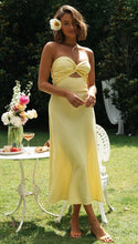 Load image into Gallery viewer, Women Clothing Solid Color Tube Top Back Smocking Tight Waist Maxi Dress