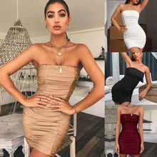 Load image into Gallery viewer, Spring Summer Women Clothing Sexy Tube Top Nightclub Ruffle Hip Dress