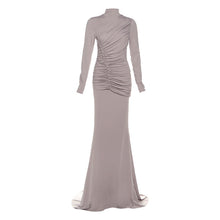 Load image into Gallery viewer, Autumn Winter Women Clothing High Waist Ruched Elegant Graceful Long Sleeved Dress Mop Dress