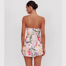 Load image into Gallery viewer, Women Slim Fit Bandeau Sling Short Niche Floral Dress