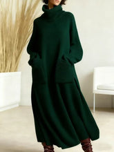 Load image into Gallery viewer, High Neck Woolen Dress Loose Woolen Coat