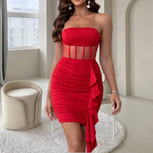 Load image into Gallery viewer, Party Dress Slim Fit Sexy Tube Top Dress Mesh Stitching Sheath Dress
