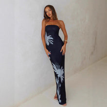 Load image into Gallery viewer, Women Clothing Summer Slim Fit Sexy Tube Top Printed Maxi Dress Straight Hair