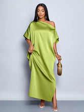 Load image into Gallery viewer, Women Clothing Early Autumn Satin Dress Yellow Satin Maxi Dress