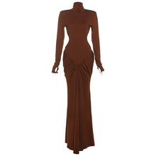 Load image into Gallery viewer, Summer Women Clothing High Collar Slim Sexy Backless Solid Color Maxi Dress
