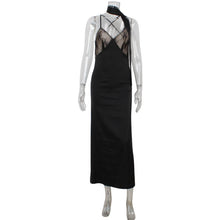 Load image into Gallery viewer, Sexy Lace Stitching Seductive V neck Backless Dinner Sling Dress Dress with Scarf