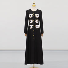 Load image into Gallery viewer, Long Sleeve round Neck Cardigan Autumn High Grade Fashionable All Match Waist Tight Contrast Color Dress