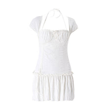 Load image into Gallery viewer, Summer Sexy French Low Cut Square Collar Halter Lace Up Design Short Sleeve Pleated Dress Women