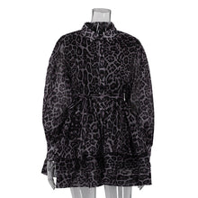 Load image into Gallery viewer, Women Clothing Early Spring Chiffon Leopard Print Long Sleeved Dress Street Collared Pettidress