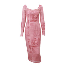 Load image into Gallery viewer, Women Clothing Autumn Best Sexy Low Cut Backless Square Collar Retro Slim Fit Long Sleeved Dress