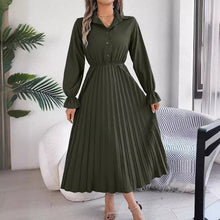 Load image into Gallery viewer, Autumn Winter Casual Collared Button Long Sleeve Cinched Pleated Maxi Dress Women Clothing