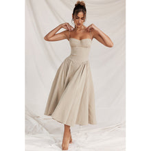 Load image into Gallery viewer, Sexy Dress Sexy Women Clothing Sexy V neck Strap Mid Length Dress Waist Tight Slim Backless Dress for Women