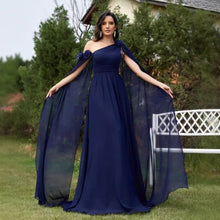 Load image into Gallery viewer, Chiffon Ribbon Dress Blue Slim Fishtail Cocktail Evening Dress Bridesmaid Dress Women