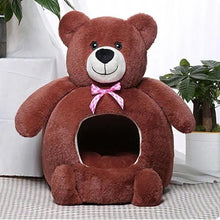Load image into Gallery viewer, Cute Teddy Bear Pet Bed House Plush Dog &amp; Cat Sleeping Cave for Small Pets