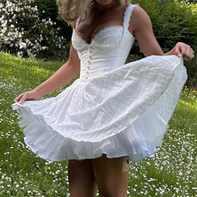 Load image into Gallery viewer, Dress Sexy V neck Lace Strap Dress Sexy White with Printed Pattern Sexy Women Clothing