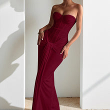 Load image into Gallery viewer, Women Evening Maxi Dress Waist Slimming Ribbon Tube Top Dress