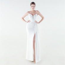 Load image into Gallery viewer, Deep V Plunge Waist Tight High Slit Sequin Embroidered Strap Slim Fit Elegant Evening Dress