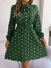 Load image into Gallery viewer, Real Shot Spring Summer Polka Dot Self Tie Waist Controlled Long Sleeves Pleated Women Clothing