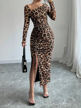 Load image into Gallery viewer, Leopard Print Dress Autumn Winter Sexy Slim Hip Sexy Long Sleeve Inner Wear Office